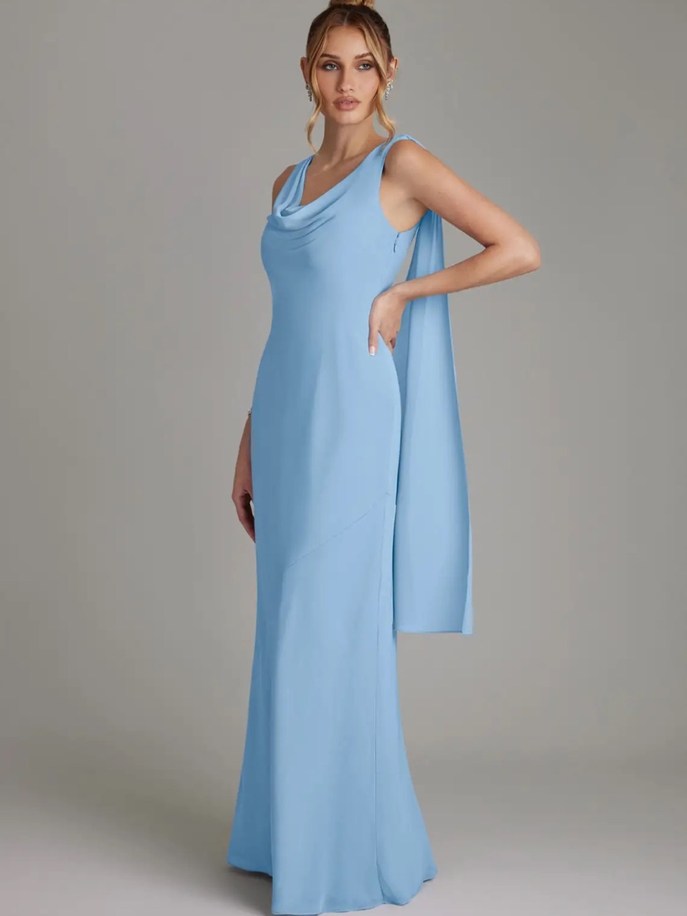 Azazie Cowl Neck Evening Gown